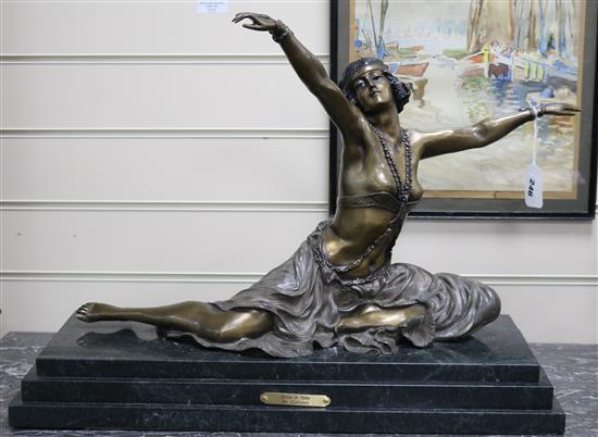 After Colinet. A bronze dancer titled Danseus de Thebes height 44cm